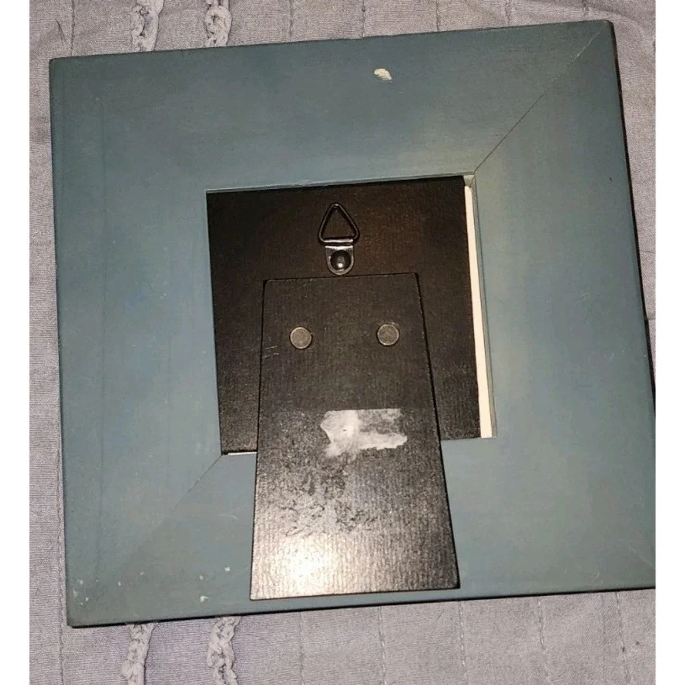 Pottery Barn Square 7X7 Dark Blue Gray Grenwich Frame W/ Beveled Matte 3x3 Pictu